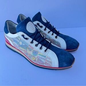Zelli Italia RARE Alpha Calfskin Print Sneakers Blue (65-211-BLU) fits like 10.5